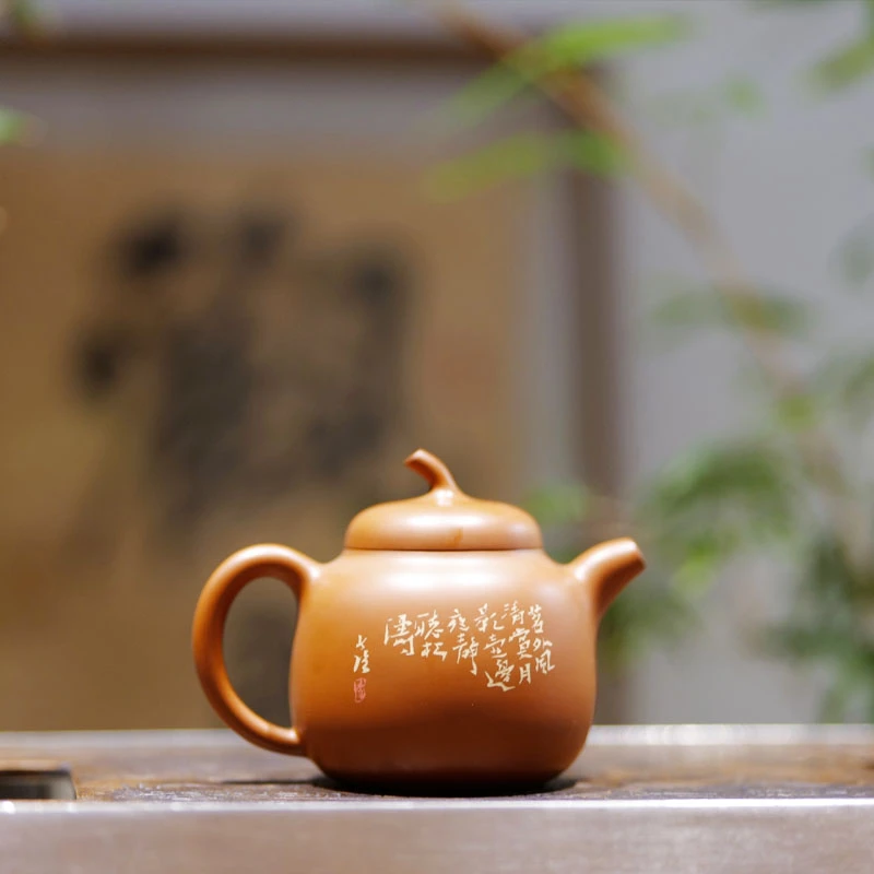 云南建水紫陶泡纯手工茶壶李映禄建水紫陶复烧红茄段壶功夫茶具