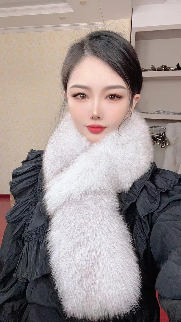 狐狸毛大围巾超大尺寸双面毛围巾网红时尚百搭毛绒加厚皮草