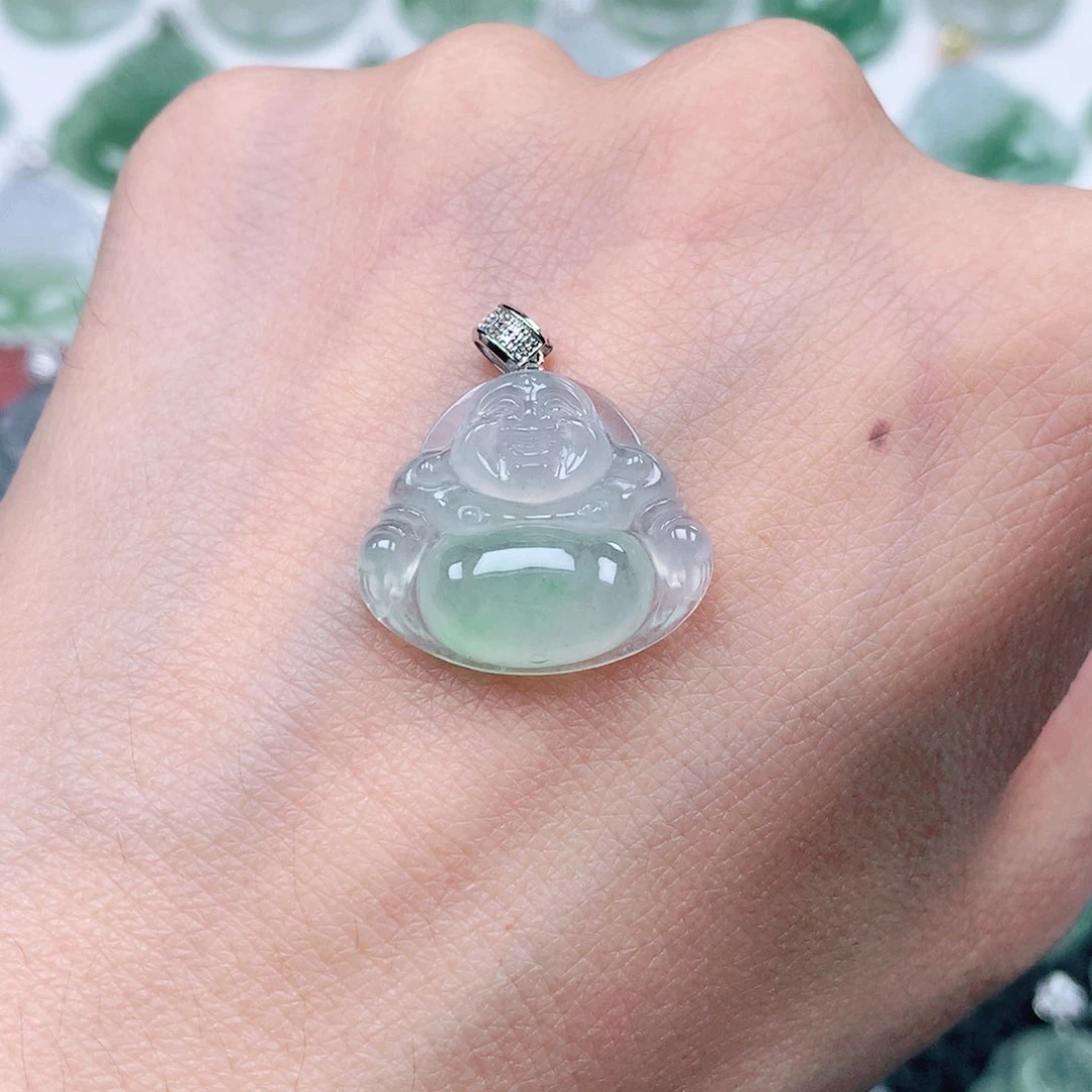 吊坠(不含链)18K金镶嵌翡翠