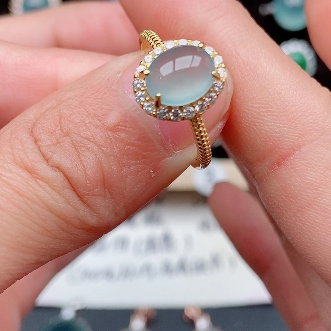 翡翠戒指银S925镶嵌8607458