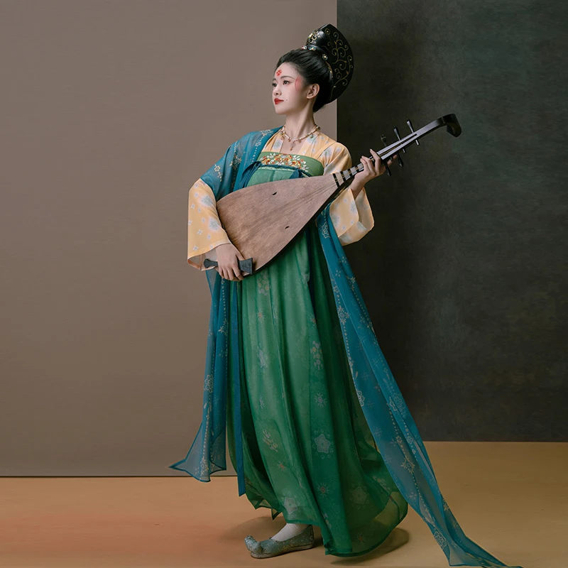 重回汉唐 彩陶集 正品原创复原款齐胸破裙套装披帛唐制汉服女装