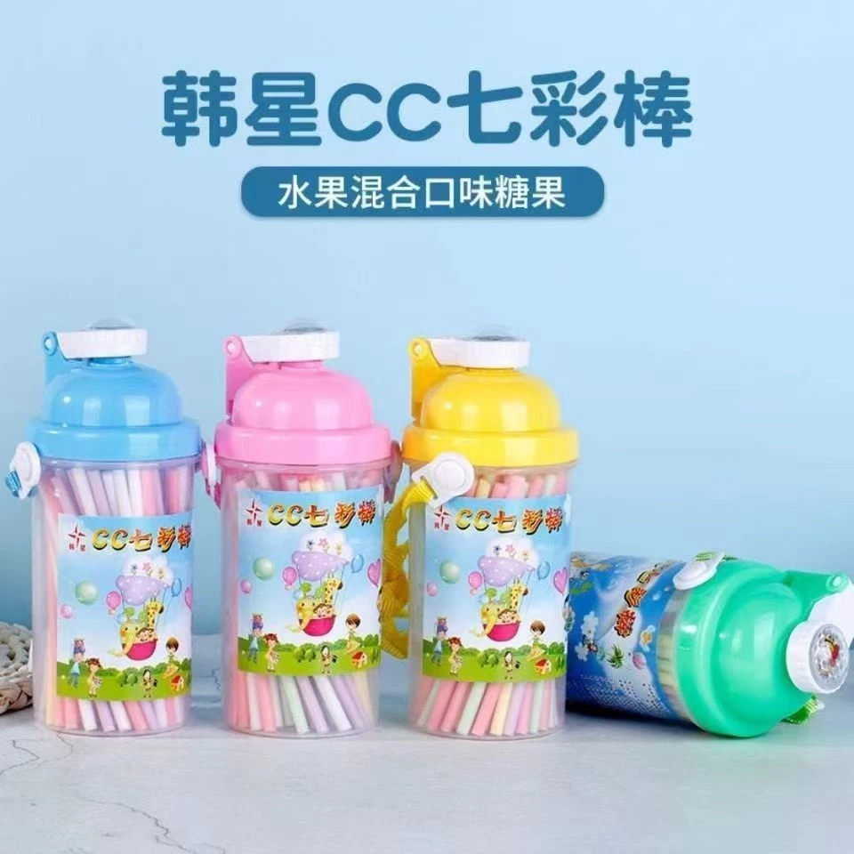 韩星cc乐吸管糖瓶装多口味果味糖果儿童休闲怀旧零食七彩棒吸吸乐