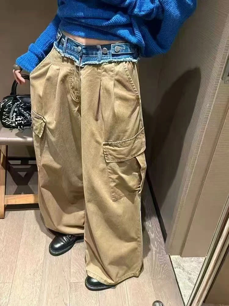 高品质洗水棉水洗工装伐木裤男女街头直筒宽松百搭阔腿休闲长裤