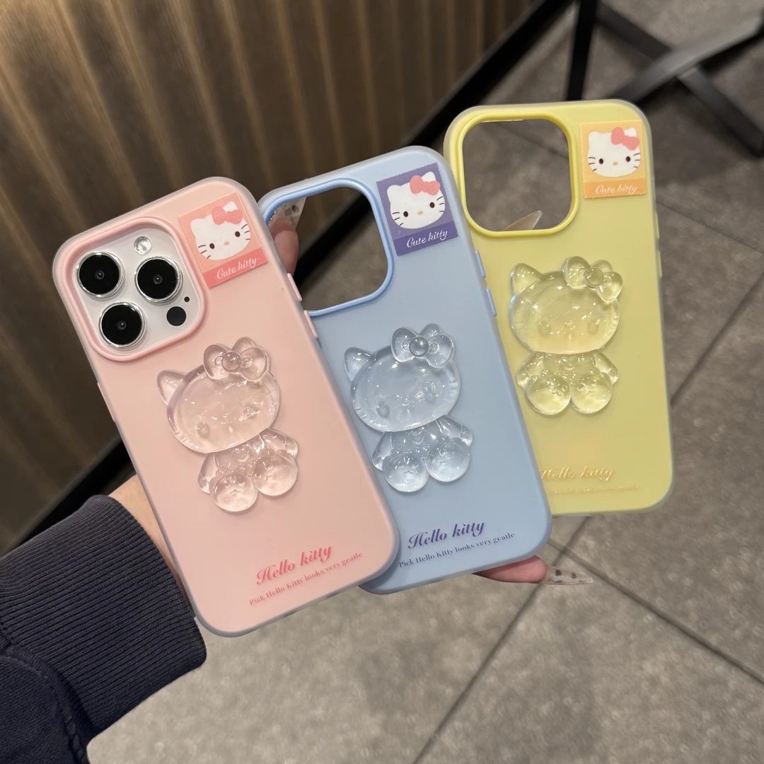 Lucky立体水晶kt猫适用iPhone16苹果15pro肤感果冻13/14手机壳12