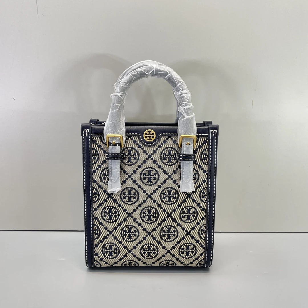99新 TORY BURCH/汤丽柏琦  小林/织物手提包16*19*5cmBG040406