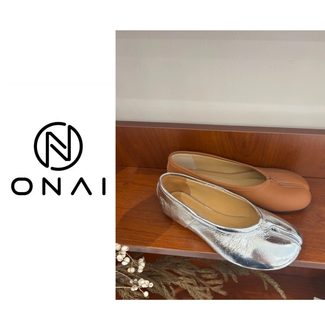 【Onai】韩单时尚百搭牛皮分趾平底休闲鞋软底舒适D005-1