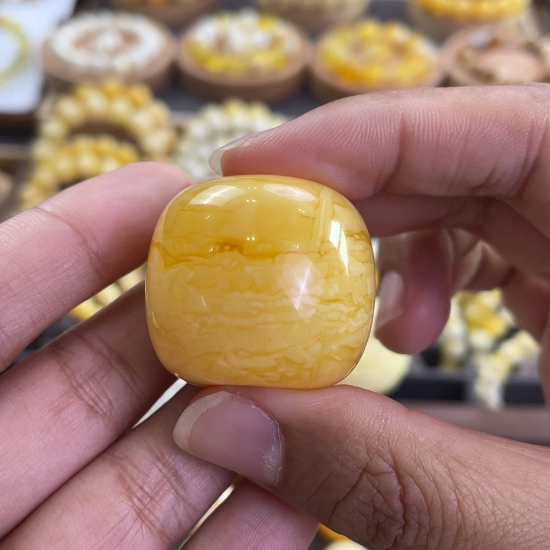 琥珀未镶嵌颈饰焦皮料橘红浓蜡白花虎皮纹墩扣调子NZ038