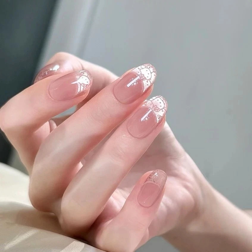 【法式kitty】可爱kt猫眼美甲穿戴甲短款显白手工穿戴甲可爱指甲贴