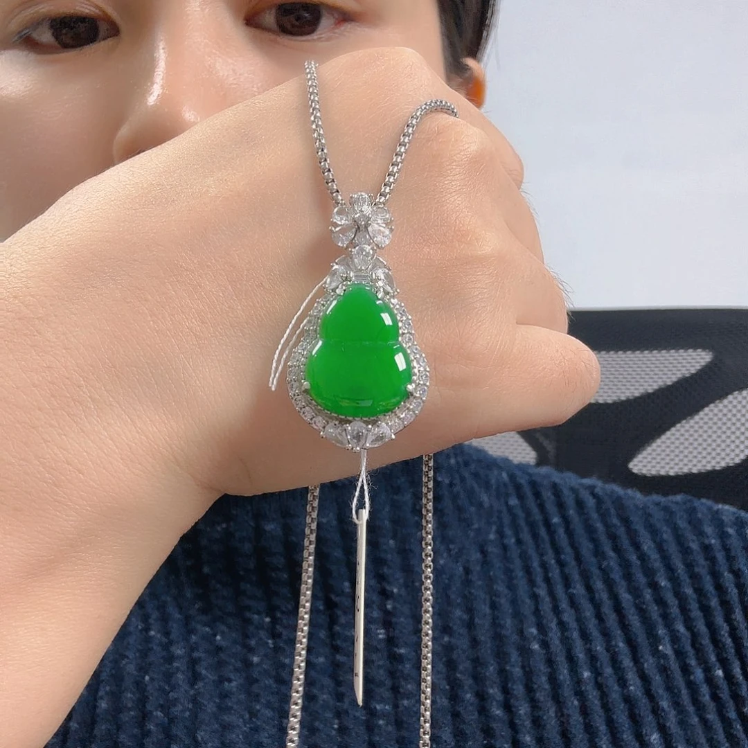 翡翠银S925镶嵌吊坠(不含链)