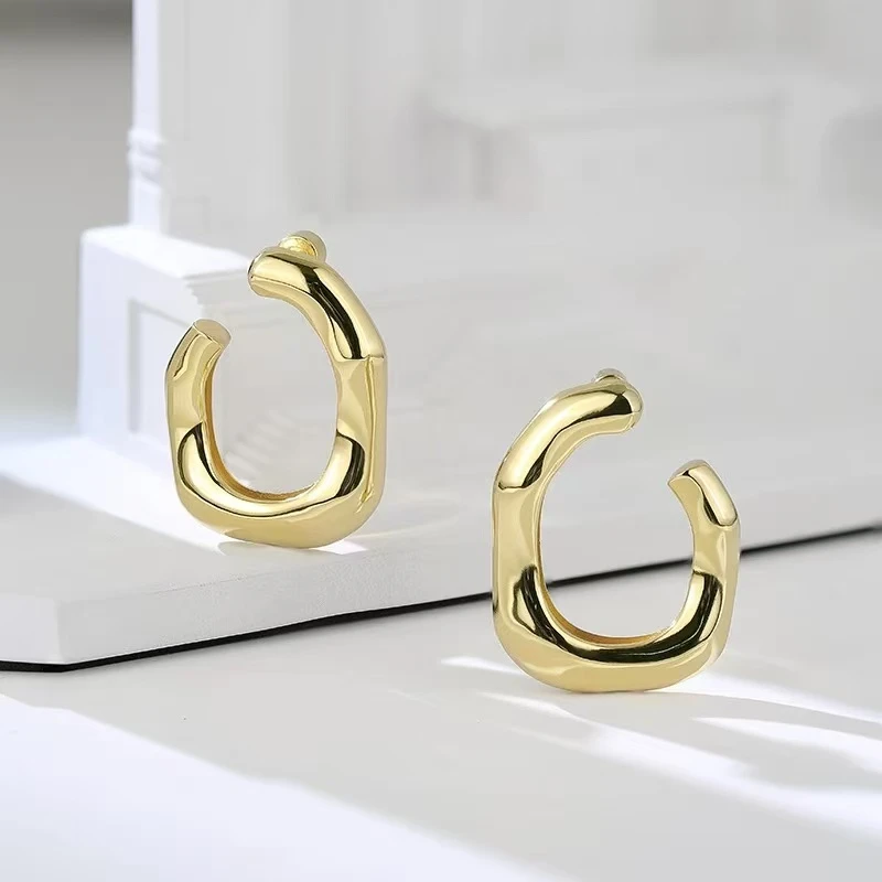 铜合金耳饰 宋佳同款意大利复古神树金圈耳环几何灵动简约高级感