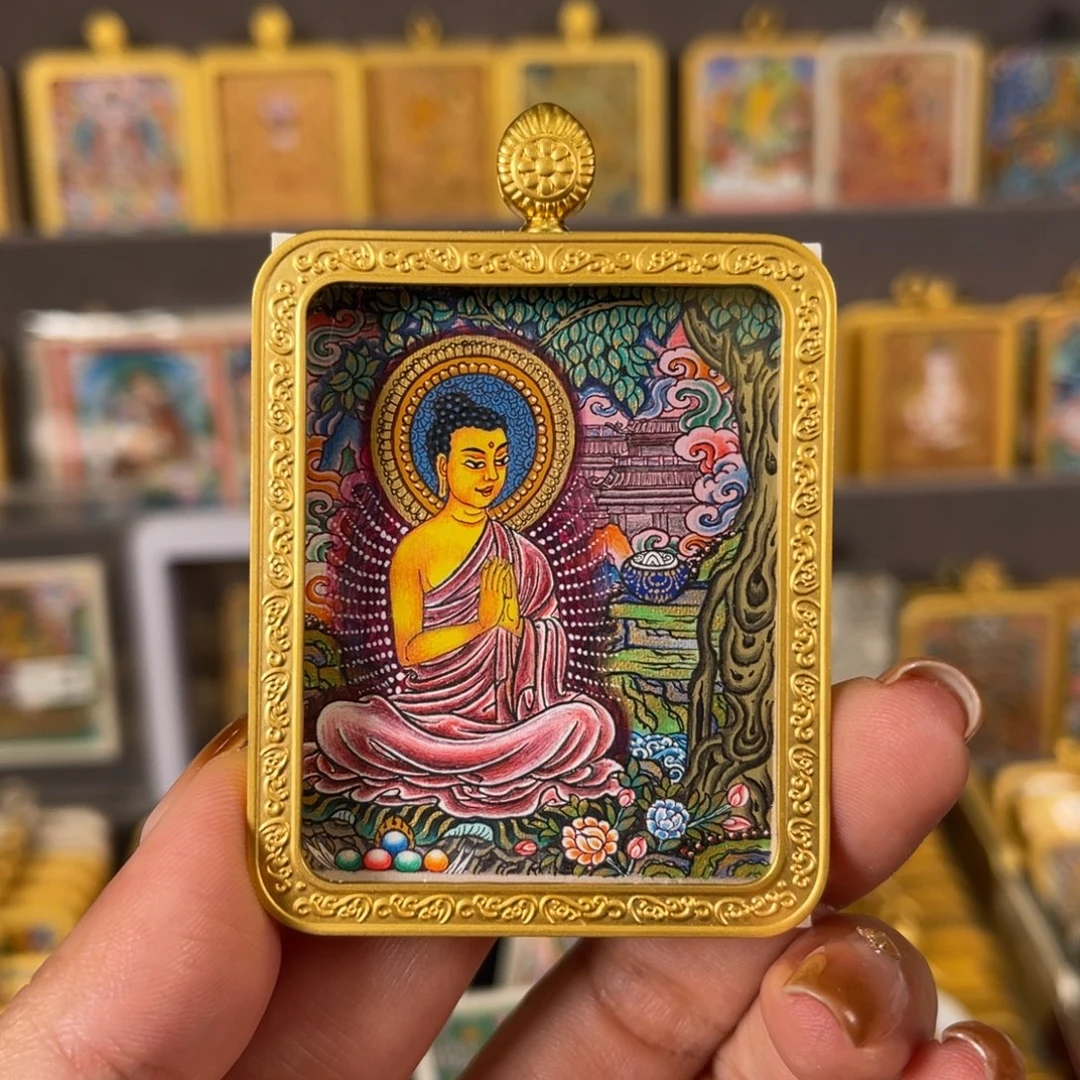 繁***点吊坠释迦青海热贡唐卡