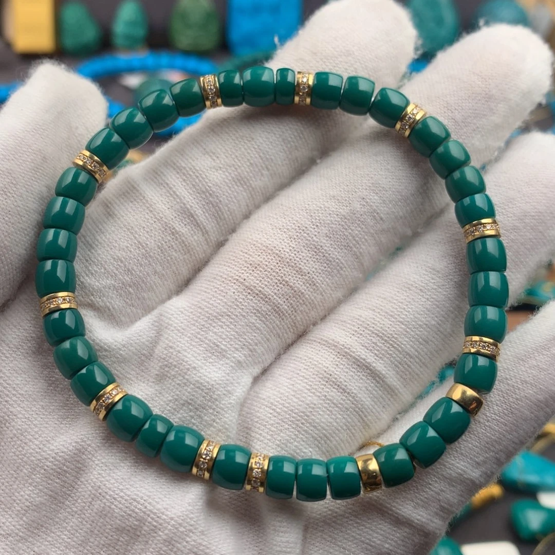 绿松石18K金镶嵌发饰5.6mm