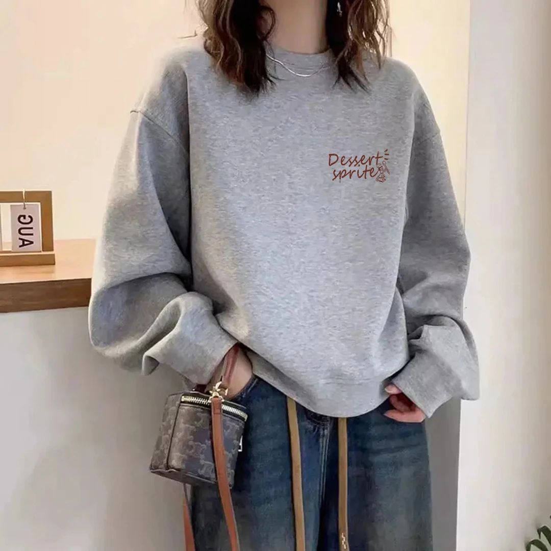 2025年秋季新款宽松胖mm大码圆领无帽卫衣女休闲百搭显瘦外套上衣