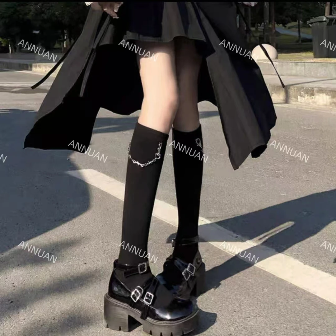 【付小付自留袜子】百搭JK小腿链条袜