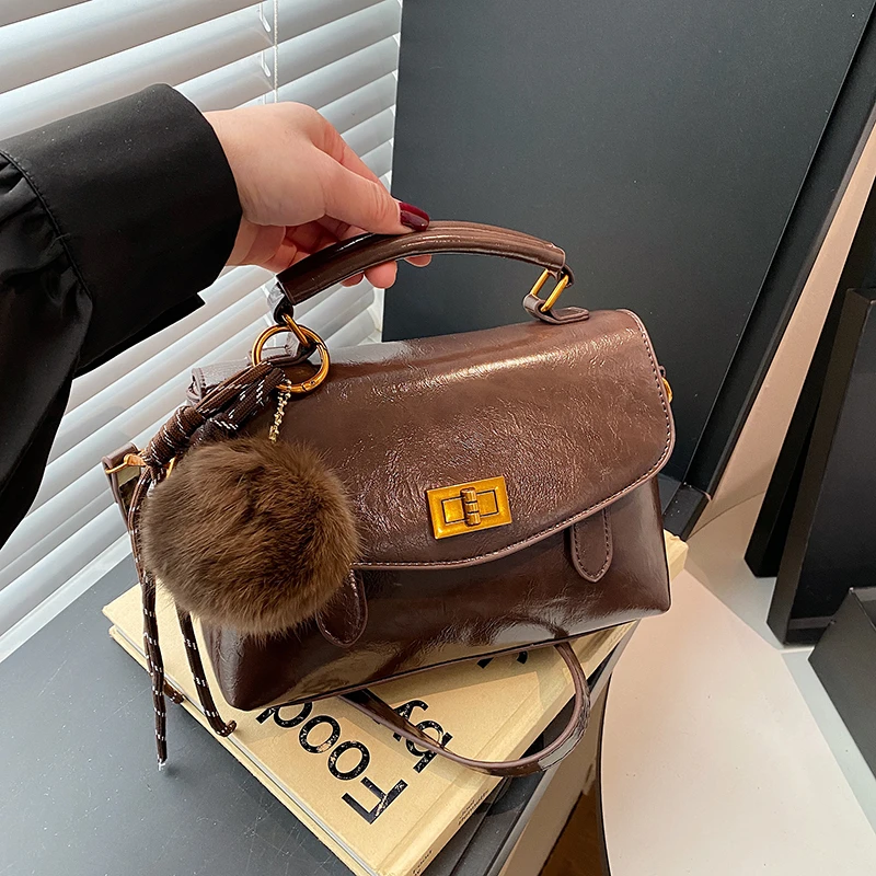 【工厂直销】高级轻奢质感简约手提斜挎女式包包1153棕色