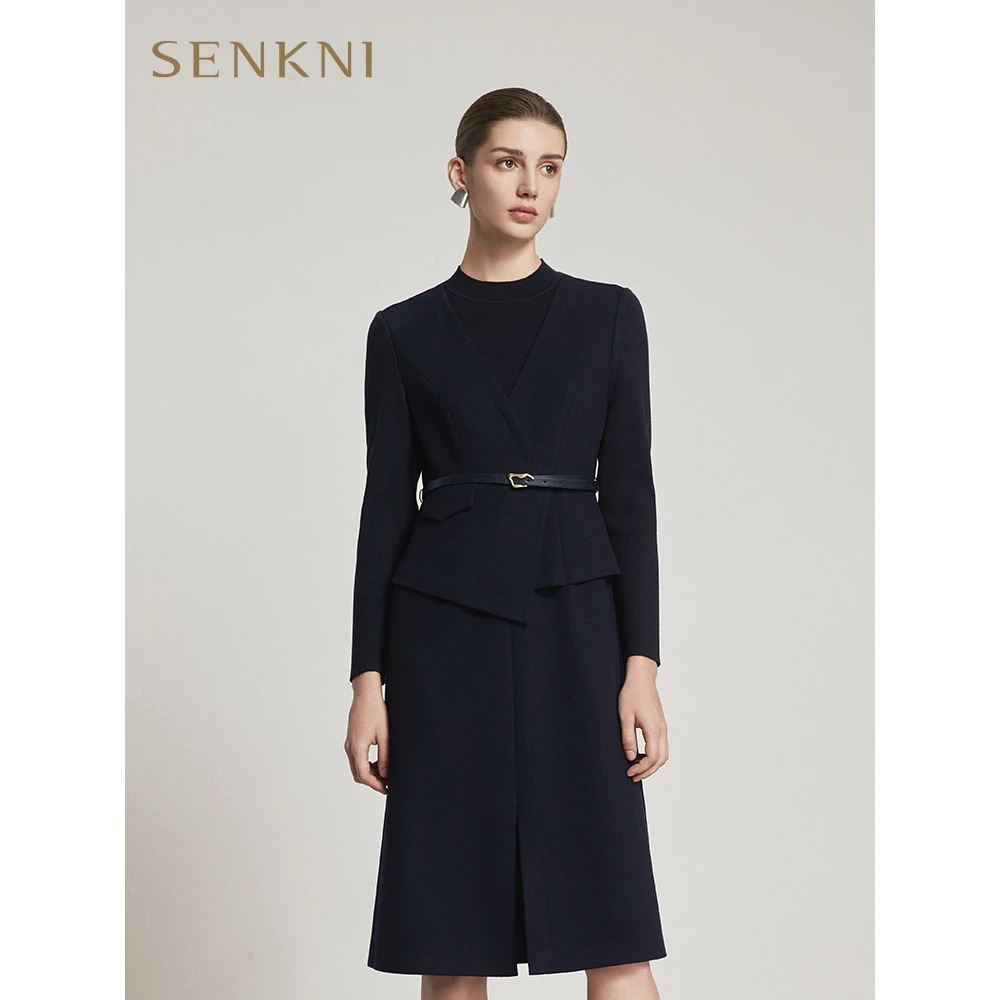 圣可尼收腰羊毛连衣裙S161311NG