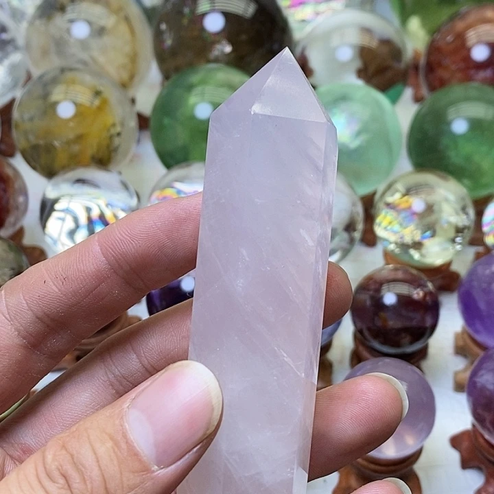 水晶粉水晶柱子未镶嵌心****镜