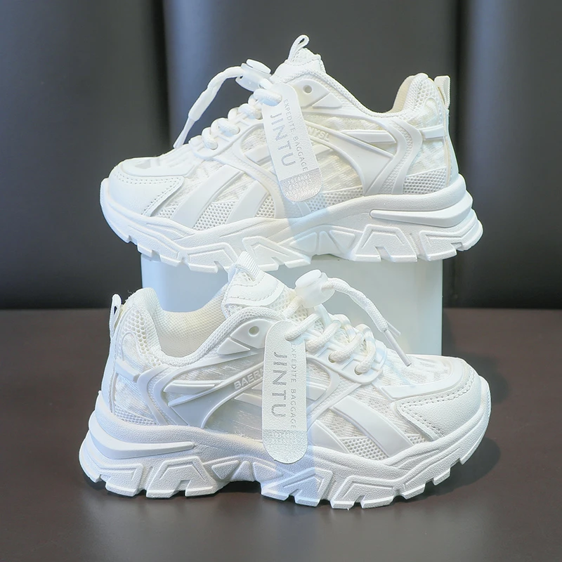 新品巴拉巴拉儿童小白鞋2025夏季新款防滑女孩老爹鞋软底透气网鞋