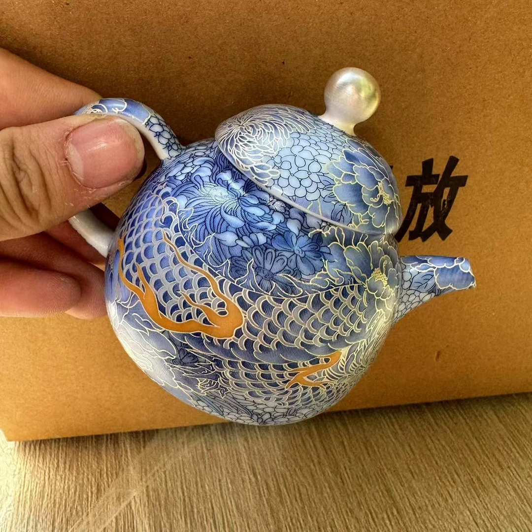 掐丝蓝色小龙壶3394