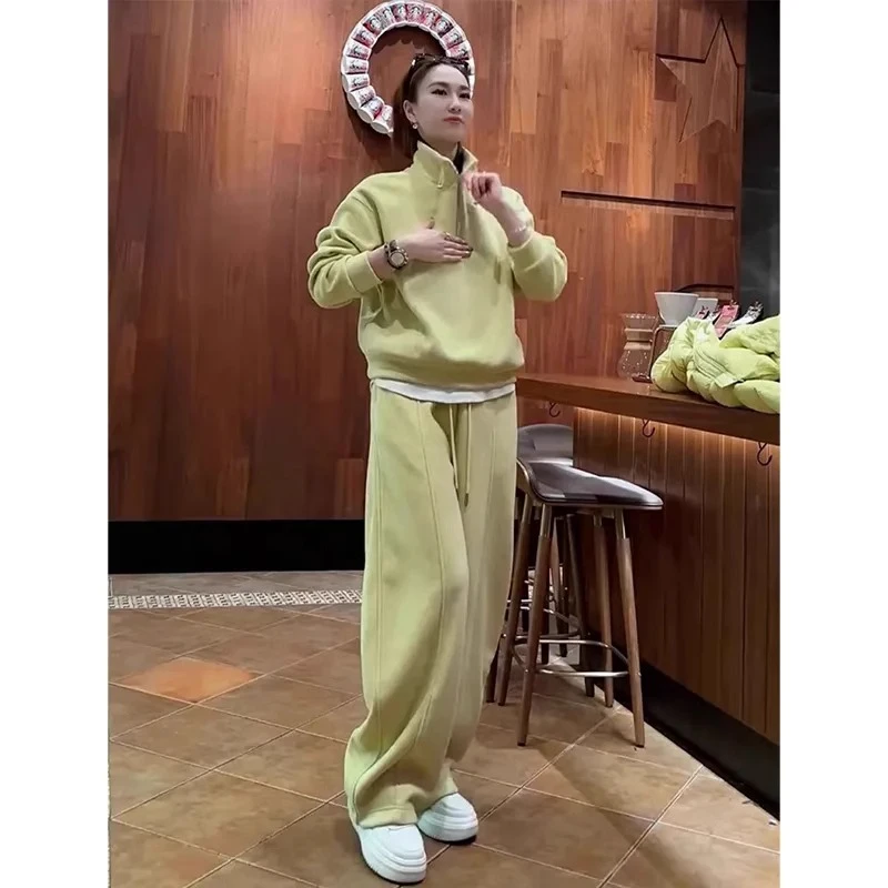 时尚高级感休闲运动套装女2025春秋新款宽松减龄拉链卫衣两件套