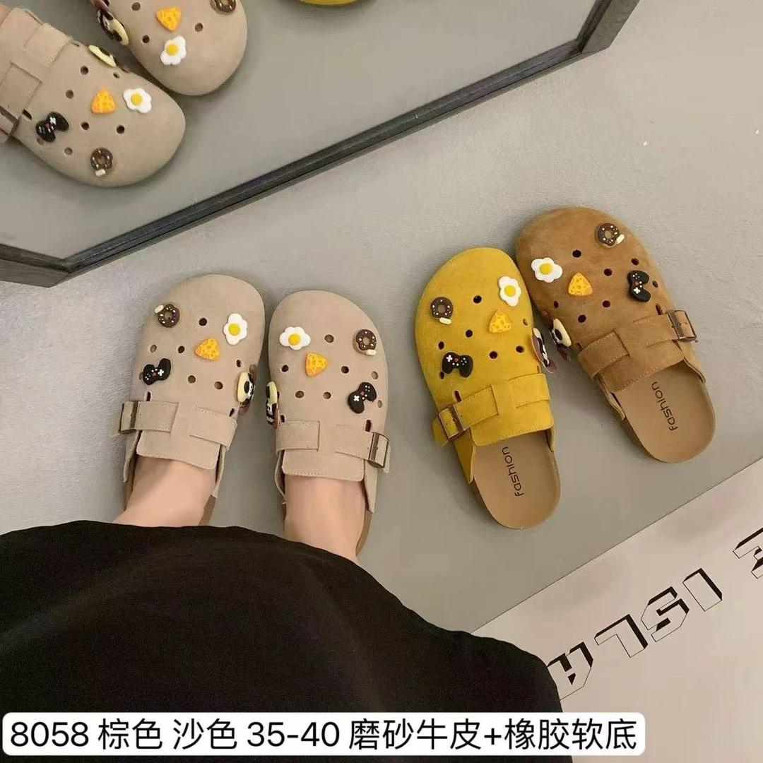 时尚卡通休闲磨砂牛皮博肯半拖ZBX8058（2.5厘米）