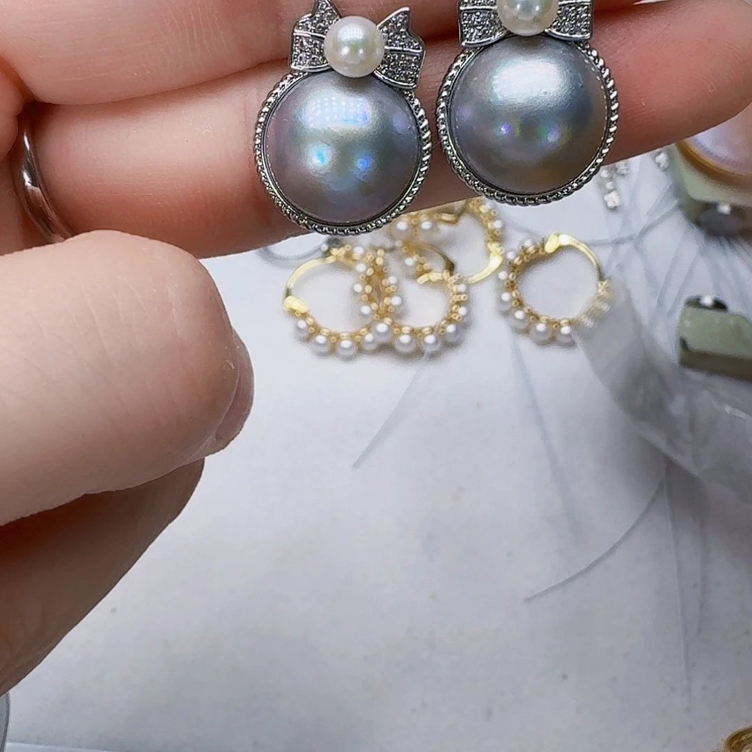 耳饰未镶嵌拼合珍珠（马贝珠）