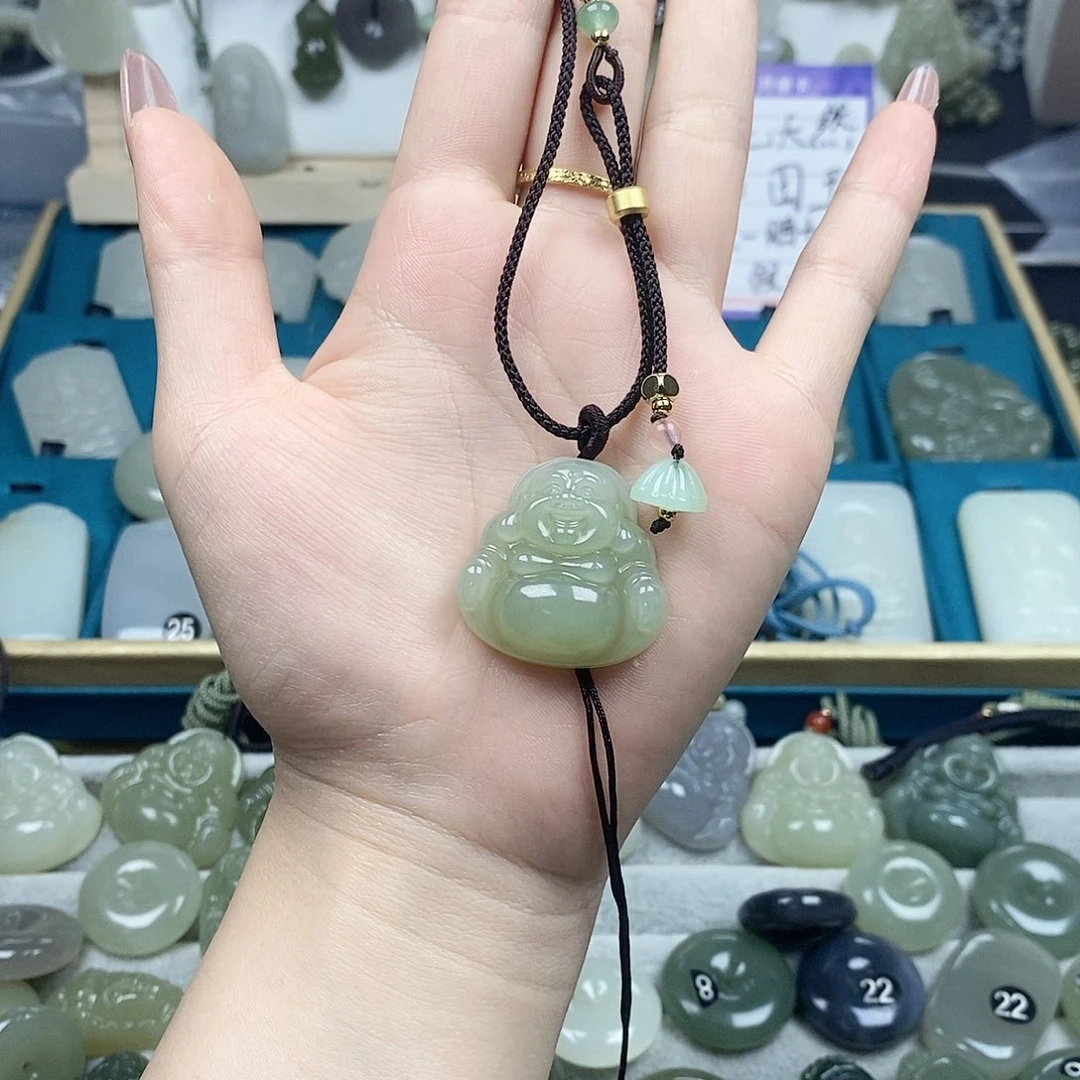 和田玉未镶嵌颈饰储*子佛公0260