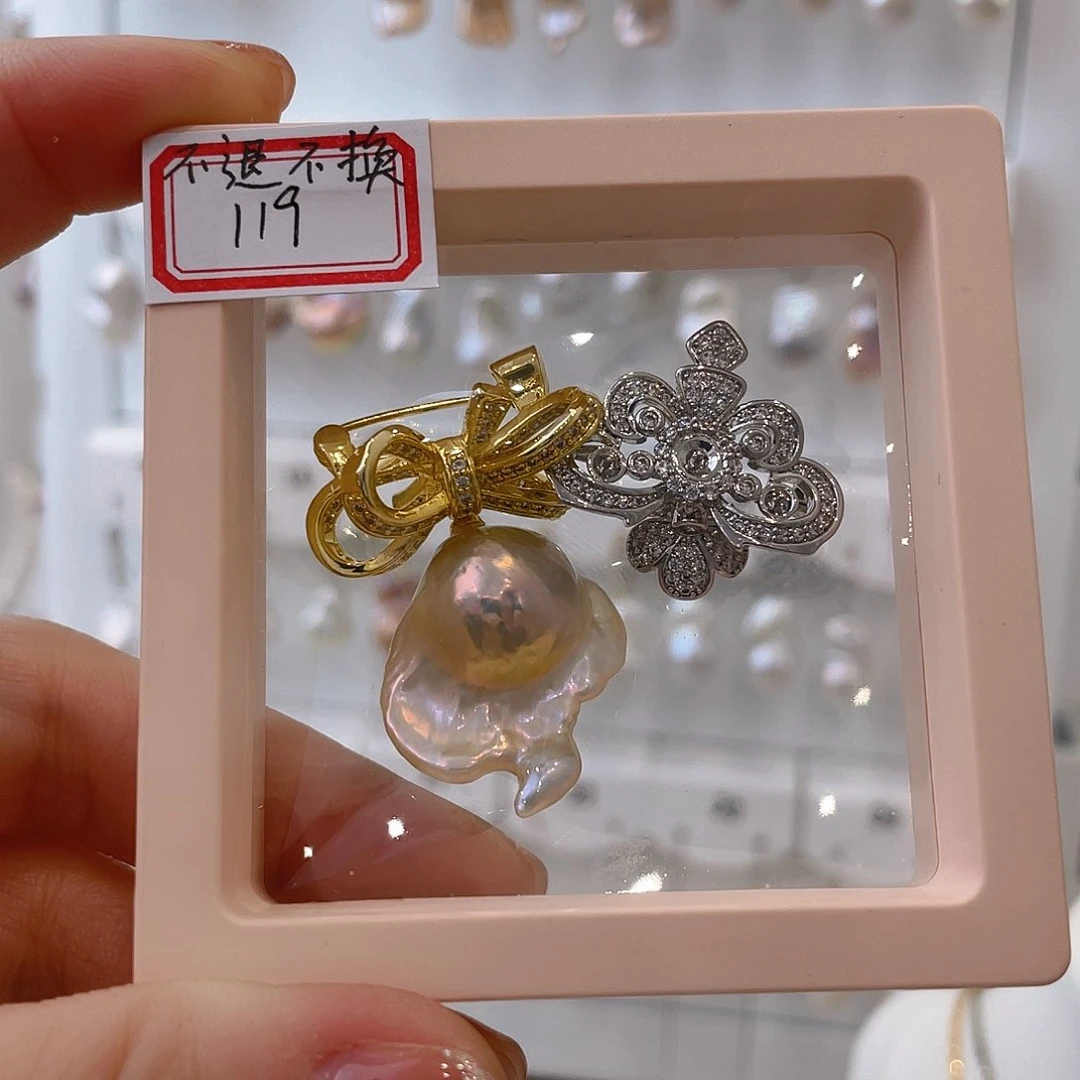 淡水珍珠天然珍珠巴洛克银S925镶嵌崔*风