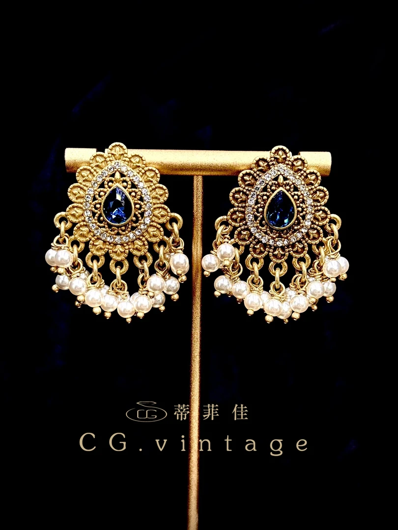 铜合金仿珍珠耳饰 【0019】圣诞新款新年氛围感装扮气质时尚复古