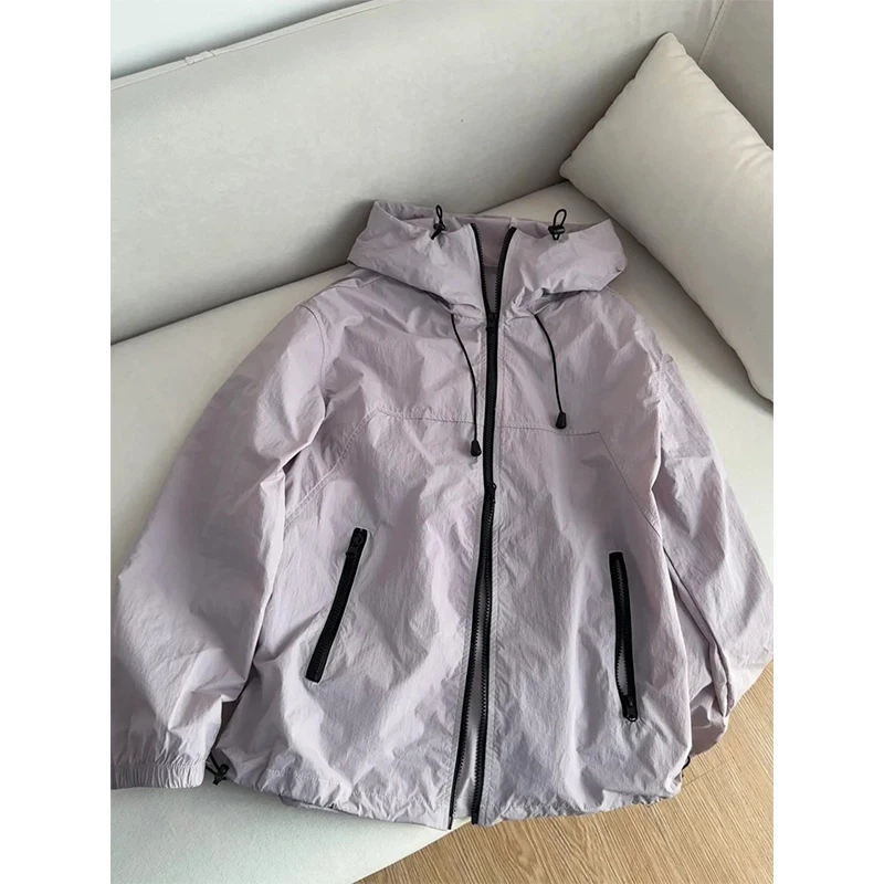 UPF50+珍珠紫轻薄防晒衣男款学生夏季速干薄外套机能风连帽防晒服