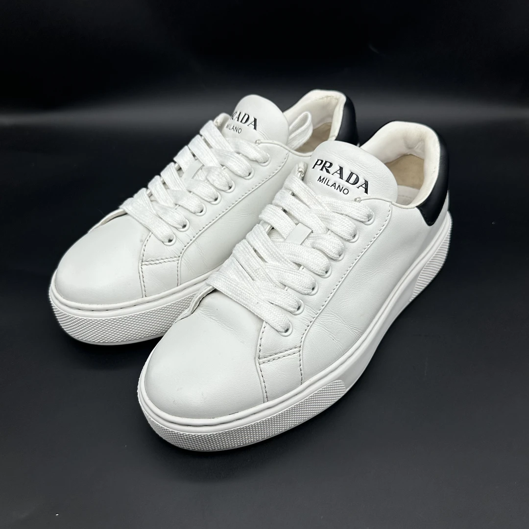 95新 Prada/普拉达 时尚厚底休闲板鞋经典板鞋系带 奢l 40.5