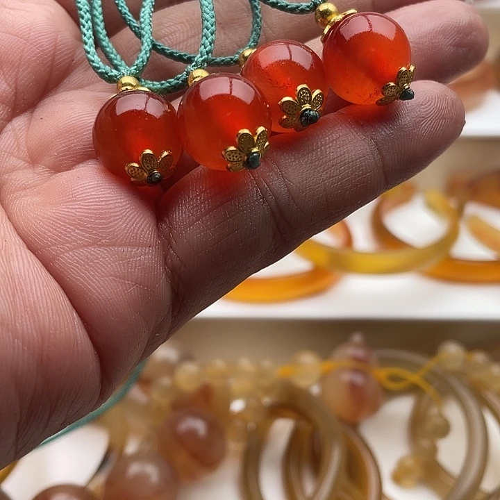 珐琅非金属青鱼石单籽吊坠