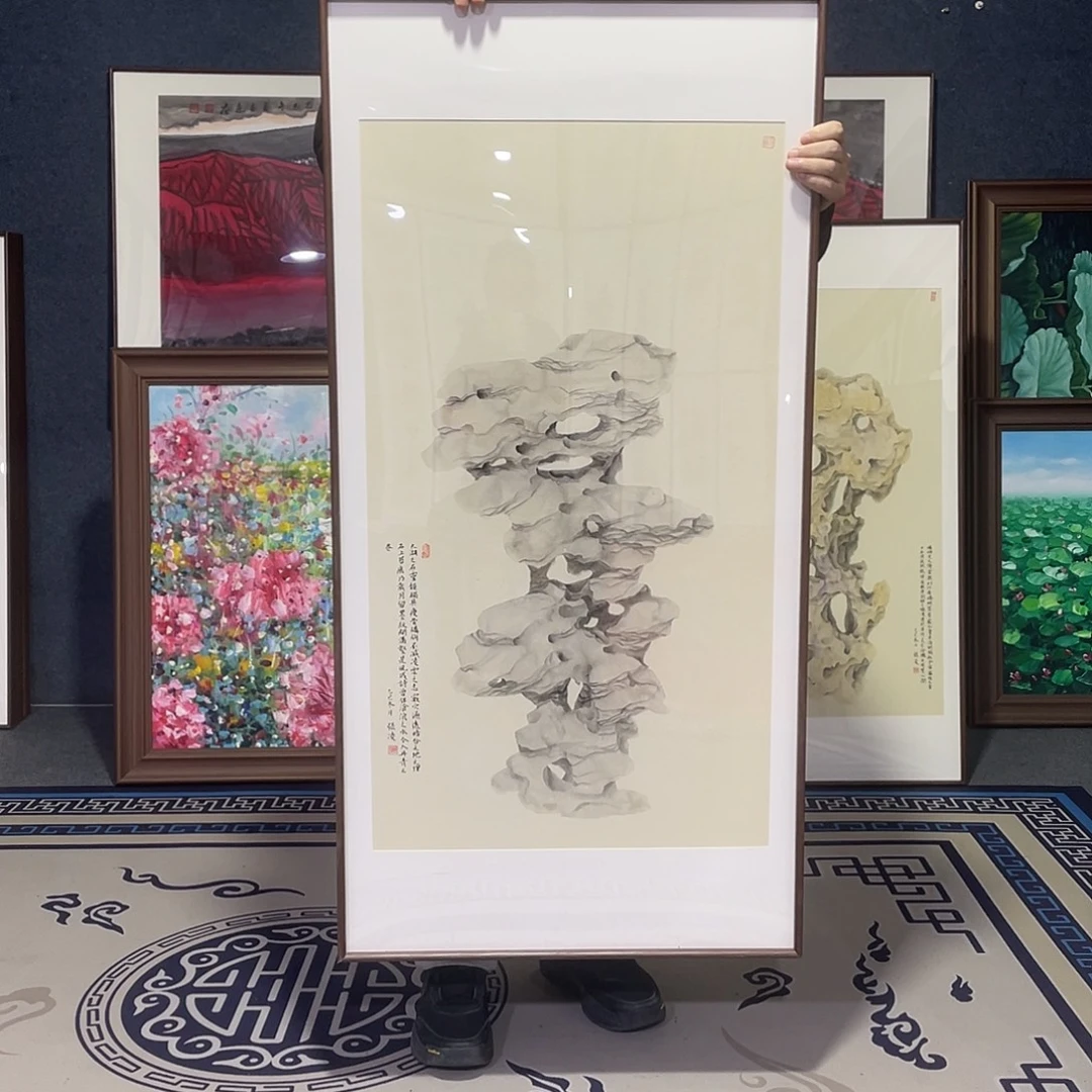 国画手绘画作品带框60/120