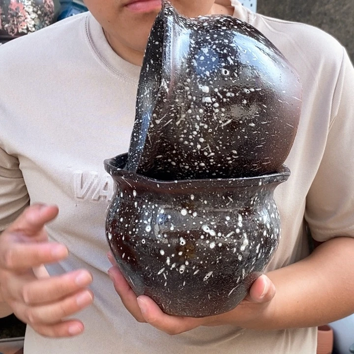紫砂花盆口17高13瑕疵