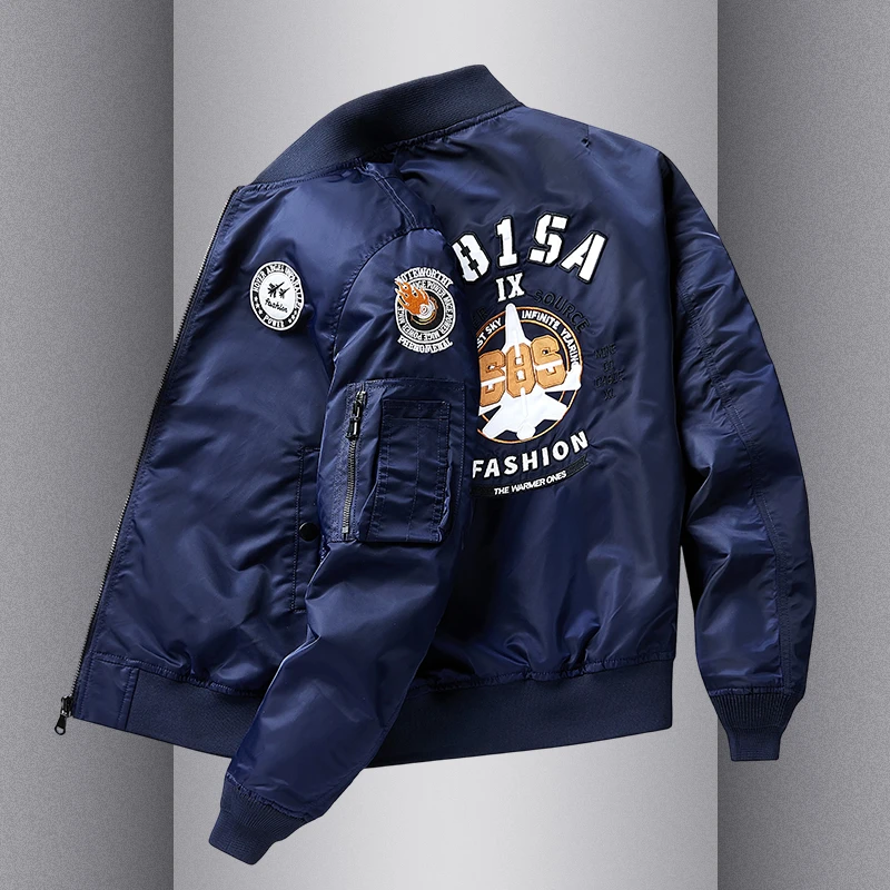 棒球领重磅刺绣外套男春秋宽松休闲夹克男冬季加棉加厚保暖棉衣男