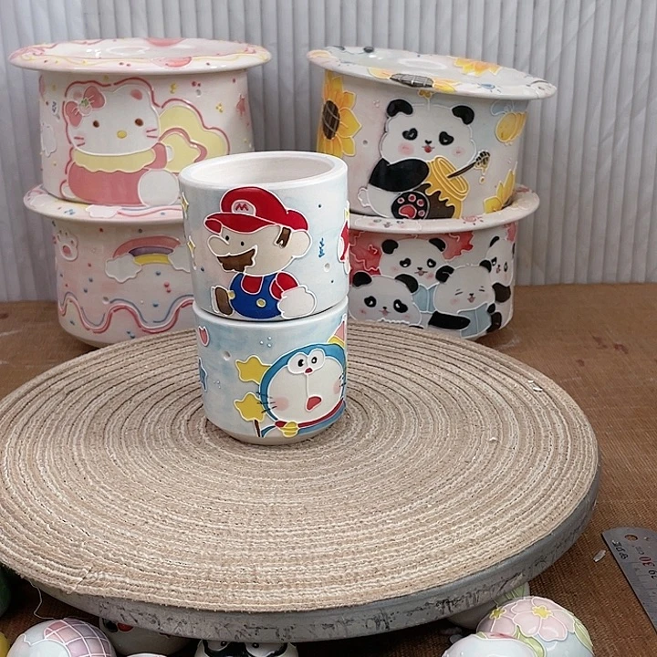 白泥手绘多肉花盆微瑕491