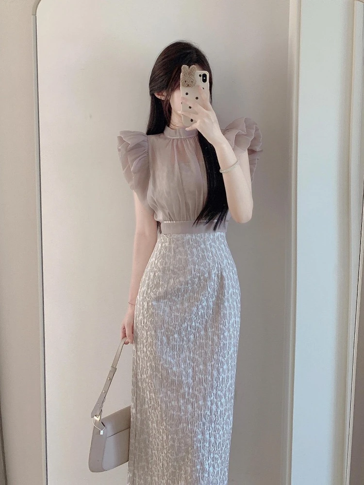 套装女夏季2025新款时尚气质轻熟御姐穿搭上衣吊带连衣裙两件套装