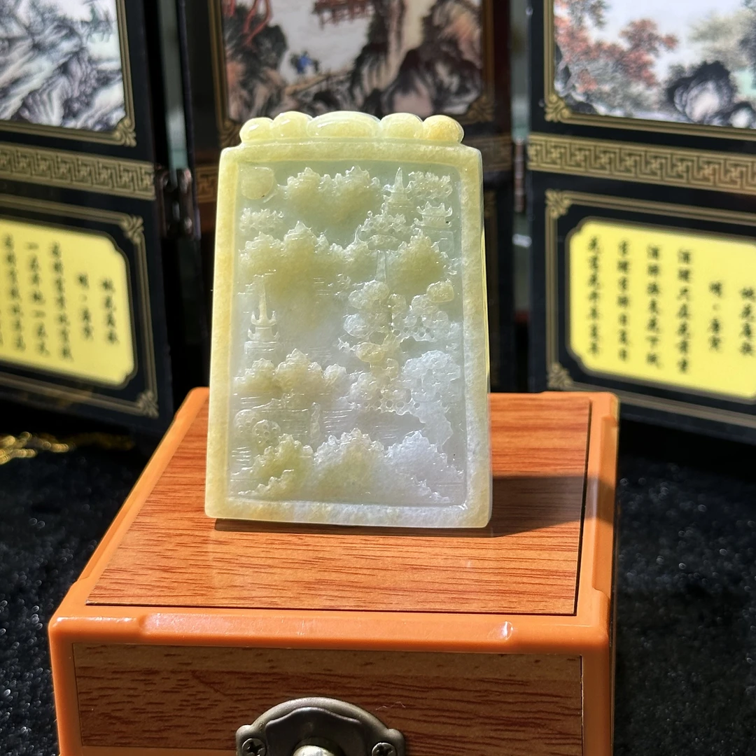 5217-天然翡翠-黄翡山水