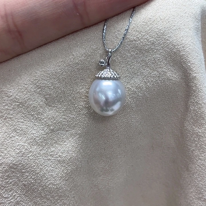 海水珍珠颈饰银S925镶嵌澳白 10-11mm 90号