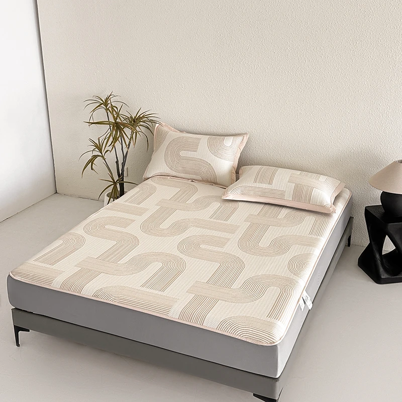 高端PE高分子软凉席三件套床笠款可机洗空调席子轻奢床席乙纶床品