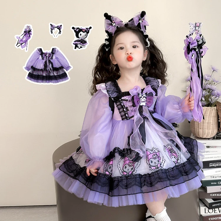 洛丽塔公主裙女童连衣裙春秋季2025新款儿童库洛米裙子宝宝礼服裙