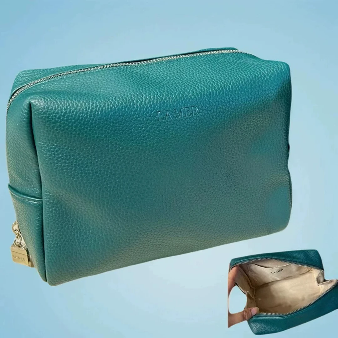 【A202】新款海蓝之谜化妆包绿色皮质化妆包 防尘袋 pu化妆包