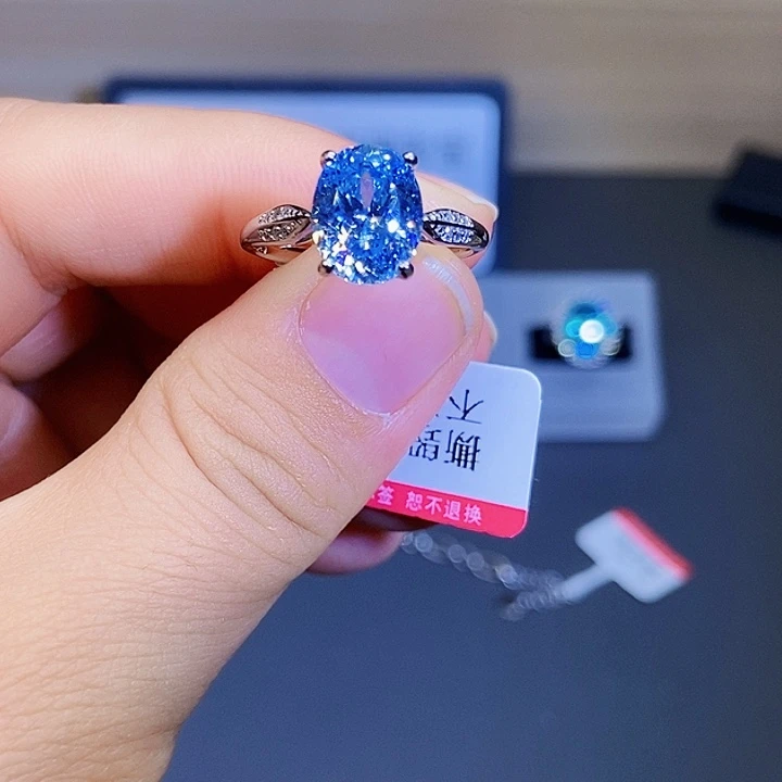 海蓝宝石戒圈银S925镶嵌