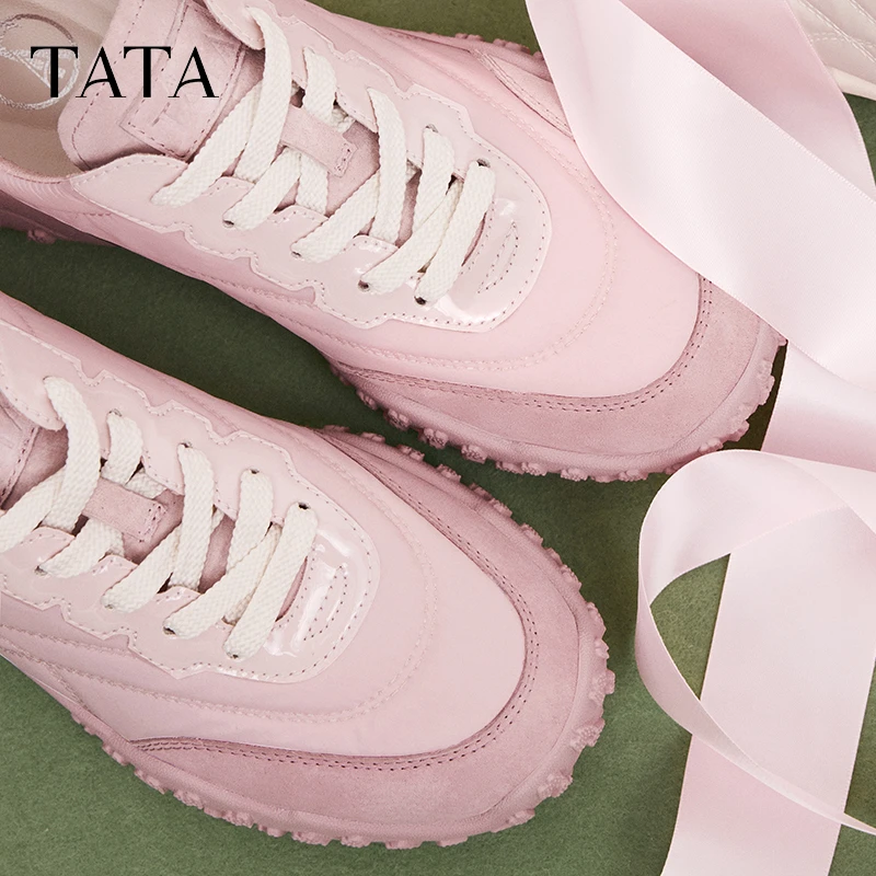 TATA他她2025春季新款粉色休闲运动鞋轻便百搭阿甘鞋女鞋7E721AM5