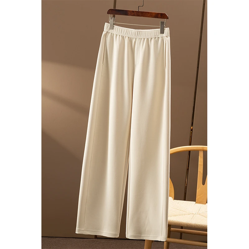 春天家 软垂太好穿 法G休闲佰搭松紧高腰显瘦镰刀长裤女9U75