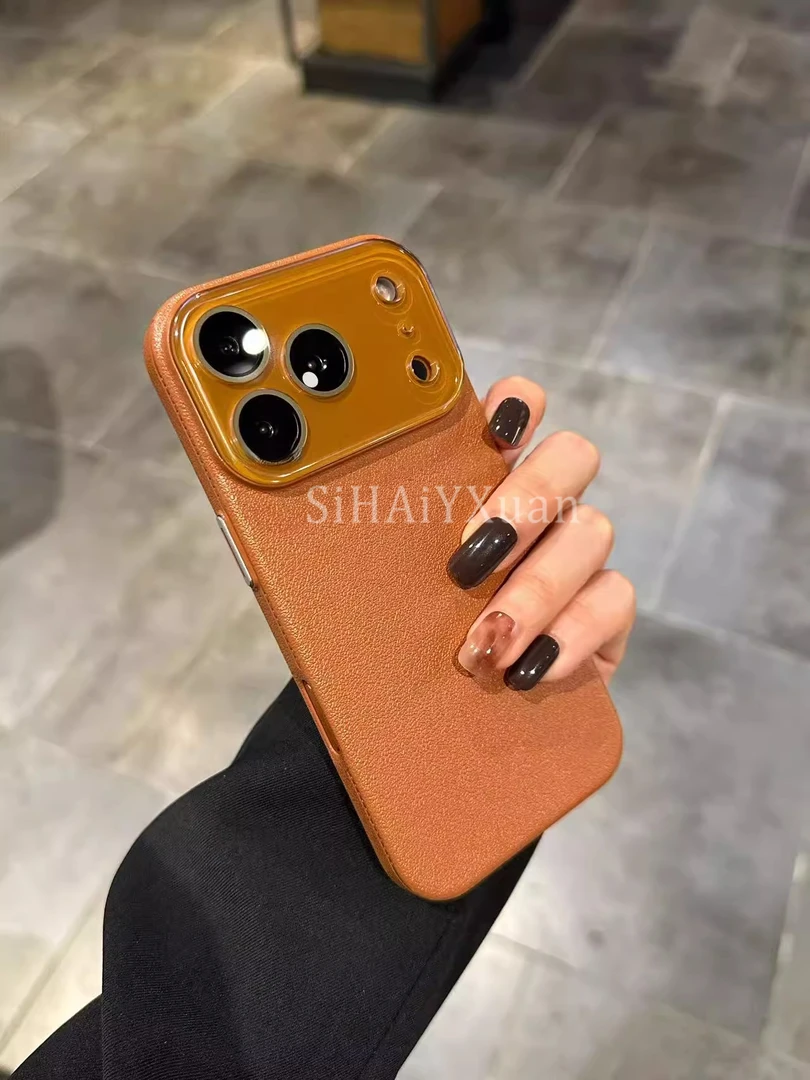 高级感复古荔枝皮纹pc适用iPhone17promax手机壳全包16promax硬15