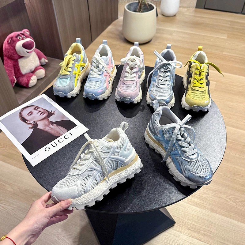 范小洛小个子增高8cm网面鞋百搭厚底鞋女2025新款内增高休闲鞋夏