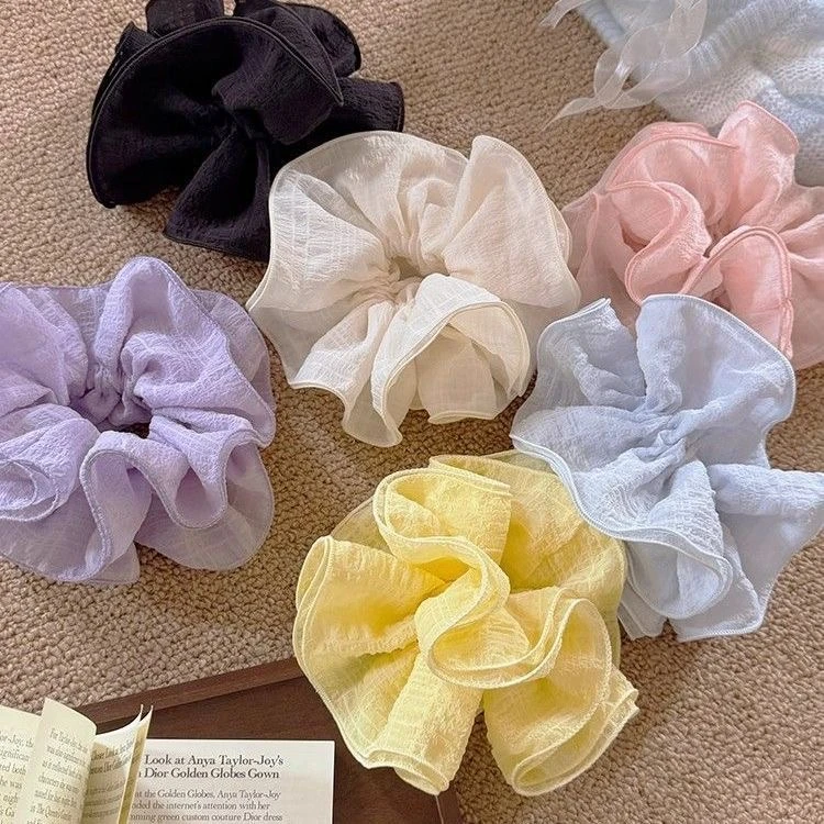 四层网纱格纹清新大肠发圈头绳女丸子头花网红博主款发绳皮筋头饰