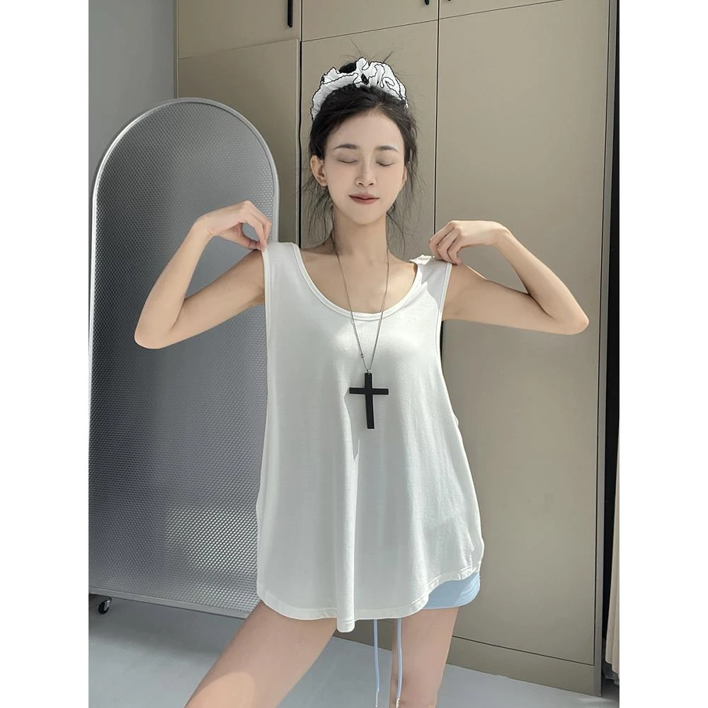 MianCun自制老头背心慵懒宽松背心T恤夏休闲运动百搭内搭打底上衣