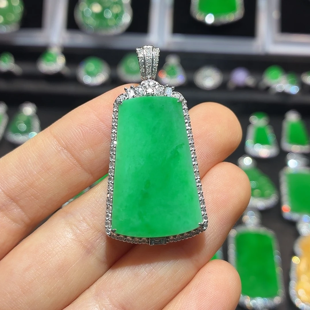 翡翠18K金镶嵌吊坠(不含链)翡翠